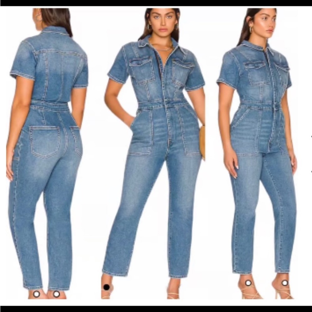 Good American Blue Denim Jumpsuit